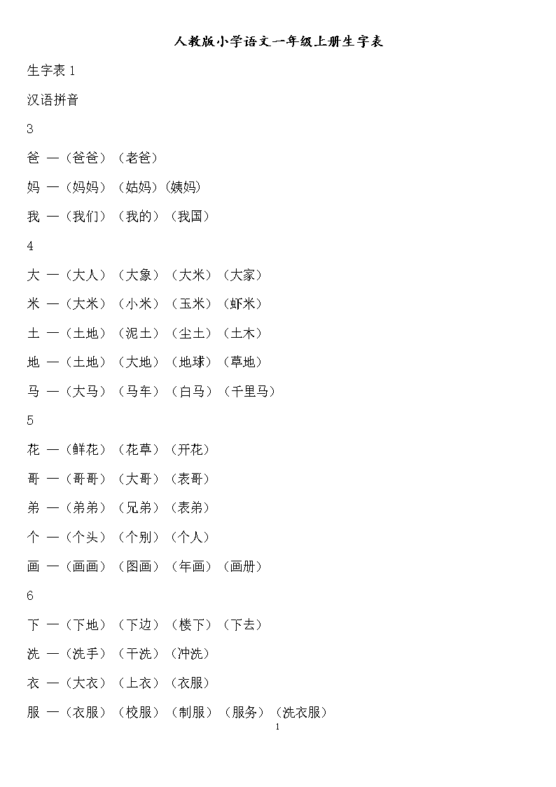 小学一年级上册组词(小学一年级上册组词正确和错误选择题及答案)